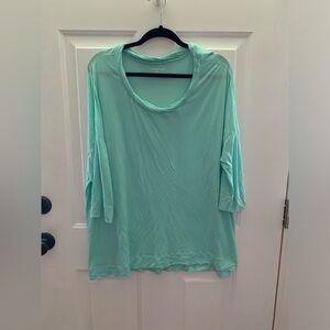 Lane Bryant Green 3/4 Sleeve Oversized Blouse